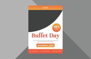 modelo de panfleto de dia do buffet nacional, pôster. design de folheto de promoção do buffet fest. capa, pôster, panfleto, pronto para impressão vetor