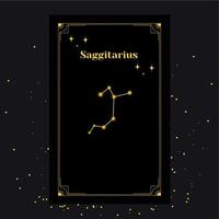 signos de sagitário, fundo do zodíaco. belas imagens vetoriais no meio de uma galáxia estelar com a constelação vetor