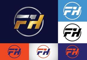 modelo de vetor de design de logotipo de letra monograma inicial fh. design de logotipo de letra fh