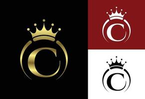 alfabeto inicial do monograma c com uma coroa. real, rei, símbolo de luxo da rainha. emblema da fonte. vetor