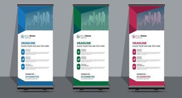 criativo corporativo moderno roll up design de banner de sinalização. vetor