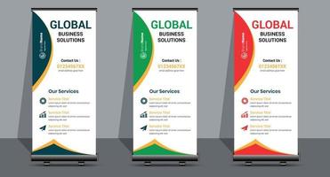 criativo corporativo moderno roll up design de banner de sinalização. vetor