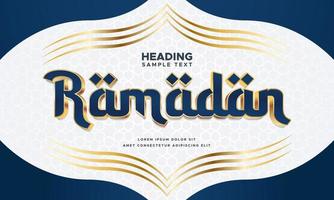 fundo de banner de saudação do ramadã elegante com elemento de texto de ouro de luxo e decoração vetor