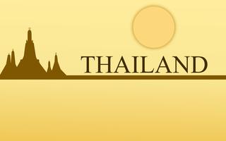 Projeto surpreendente da cor do ouro do templo do arun do wat do turismo de Tailândia para o vetor da bandeira. Ilustração gráfica do sinal da arte tailandesa.