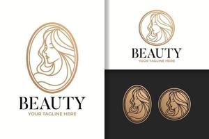 design de logotipo de ouro de beleza feminina feminina vetor