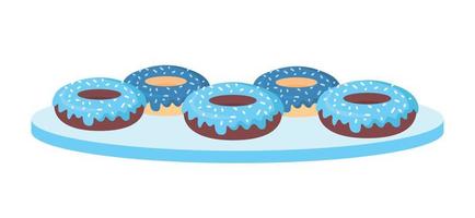 rosquinhas com decoração objeto de vetor de cor semi plana