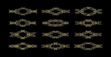 coleção de conjunto de elementos de bordas de ouro, vetor de ornamento