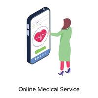 uma ilustração isométrica de serviço médico online vetor