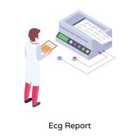 ilustração isométrica na moda do relatório ecg vetor