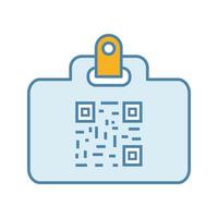 ícone de cor de cartão de identificação de código qr. crachá com código de barras da matriz. cartão de identificação com código 2d. dados de código de barras bidimensionais. ilustração vetorial isolada vetor