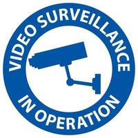 observe a vigilância por vídeo em fundo branco de sinal de operação vetor