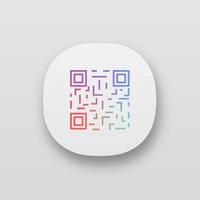 ícone do aplicativo de código qr. interface de usuário ui ux. identificação do código de barras da matriz. código de dados 2D. código de barras bidimensional. web ou aplicativo móvel. ilustração vetorial isolada vetor