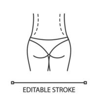 ícone linear da cirurgia de correção da cintura. lipoaspiração de flancos. ilustração de linha fina. cirurgia plástica de contorno da cintura e remoção de gordura. lipectomia de cinto. desenho de contorno isolado de vetor. traço editável vetor