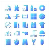 conjunto de ícones de natação gradiente vetorial para site, aplicativo móvel, apresentação, mídia social. vetor