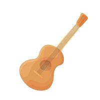 vetor de guitarra acústica isolado. ícone de guitarra dos desenhos animados em branco