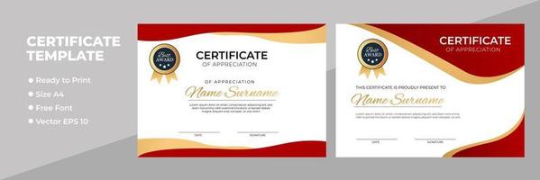 certificado de modelo de prêmio de agradecimento vetor