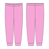 croqui técnico de calça de pijama infantil. cor rosa. vetor