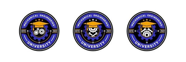 inspiração de design de logotipo de emblema de engenharia de universidade ou escola vetor