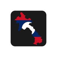 Laos mapa silhueta com bandeira em fundo preto vetor