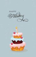 cartão de feliz aniversário de vetor. bolo de aniversário. ilustração vetorial. aniversário colorido. vetor