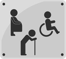 Ícone de sinal de WC. pessoa com deficiência, mulher grávida e homem velho. vetor