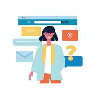 educação, educação a distância, internet estudando, ilustração vetorial plana elearning. aulas on-line, cursos de treinamento, tutoriais, design de educação on-line para gráficos móveis e da web vetor