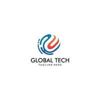modelo de design de logotipo de tecnologia global vetor