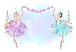Cartão do quadro com os dois dançarinos das bailarinas. Vetor