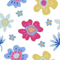 sem costura padrão com flores decorativas criativas em estilo escandinavo. conceito de primavera. ótimo para tecido, têxtil. plano de fundo desenhado à mão vetorial vetor