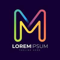modelo de design de logotipo letra m. tipografia criativa moderna na moda m e gradiente colorido vetor