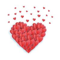 grande coração dos namorados. fundo de coração decorativo com muitos corações de dia dos namorados. ilustração vetorial 3d. vetor