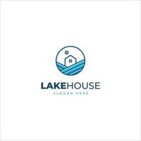 logotipo da casa à beira do lago vetor