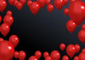 cenário de sexta-feira negra. design de conceito de balões vermelhos com espaço vazio escuro para o seu texto. feliz cartão em fundo preto. ilustração vetorial de celebração. vetor