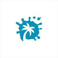 logotipo de palmeira ilustração simples de cor azul plana de design de natureza de ícone de respingo vetor