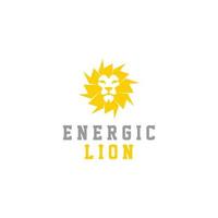 ideia de design de logotipo de cabeça de leão de juba amarela de círculo simples vetor