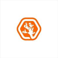 logotipo de raiz de gengibre moderno divertido ilustração de hexágono laranja de design de ícone de erva vetor