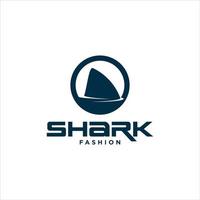 ideia de design de logotipo de ícone de símbolo de tubarão azul escuro moderno simples vetor