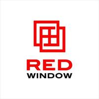 design de logotipo de janelas de linha vermelha quadrada moderna simples vetor