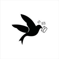 design de ícone de logotipo de pombo preto simples em negrito moderno vetor