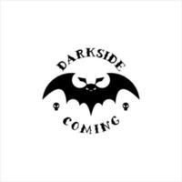 emblema de distintivo redondo divertido simples da ideia de design de logotipo de evento de festa de morcego preto vetor