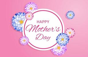 cartão de dia das mães. ilustração do banner do dia das mães feliz com flores desabrochando. vetor