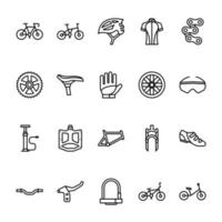 conjunto de ícones de contorno de bicicleta vetor