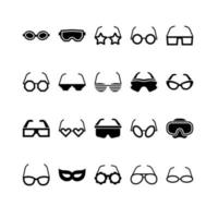 conjunto de ícones de glifo de óculos vetor