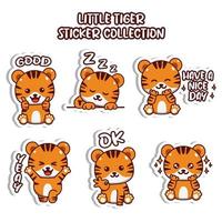 conjunto de emoji de mídia social pequeno tigre coleção de adesivos emoticon animal vetor