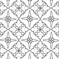 vetor de padrão ornamental geométrico sem costura em ilustração em fundo preto e branco