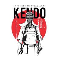 ilustração de artes marciais de kendo vetor