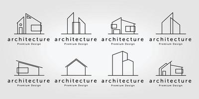 conjunto de conjunto de ilustração de arte de linha de vetor de logotipo de inspiração de design de casa imobiliária