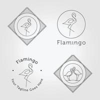 definir pacote flamingo logotipo ícone linha arte vector design ilustração