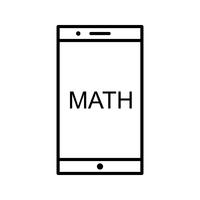 Estudar matemática no celular Bela linha preta ícone vetor