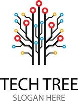 logotipo digital do circuito elétrico da árvore de tecnologia. vetor
